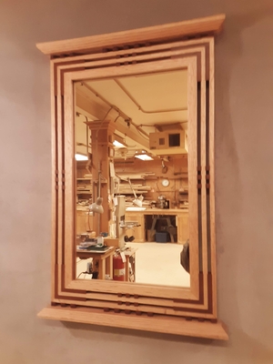 Arts & Crafts /Prairie Style Mirror Red Oak & Honduran Mahogany | Mirrors